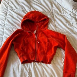 Lululemon Cropped Orange Zip-Up scuba Hoodie